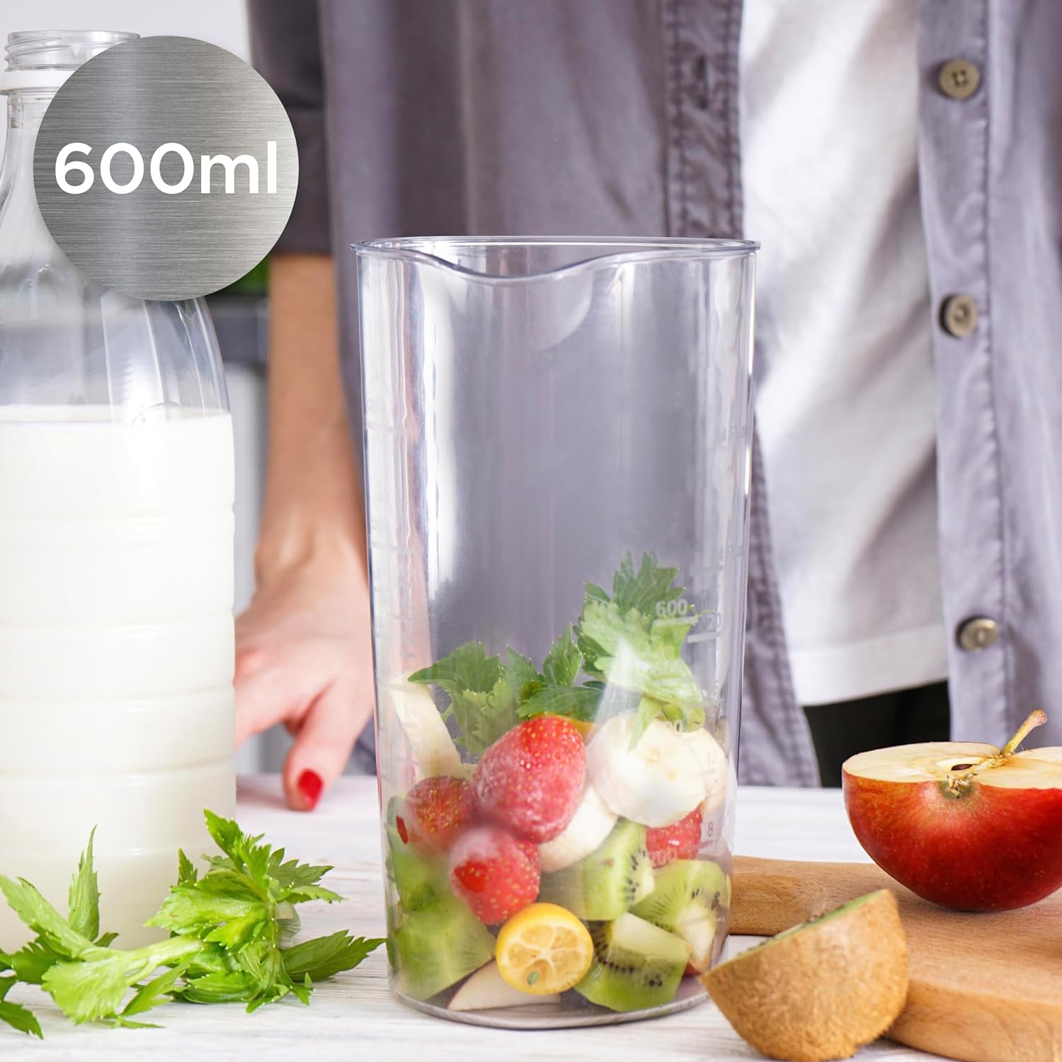 Duronic HB35 Elektryczny blender ręczny imersyjny do zup smoothie koktajli trzepaczka do jajek mikser z blenderem spiralizer do warzyw szatkownica