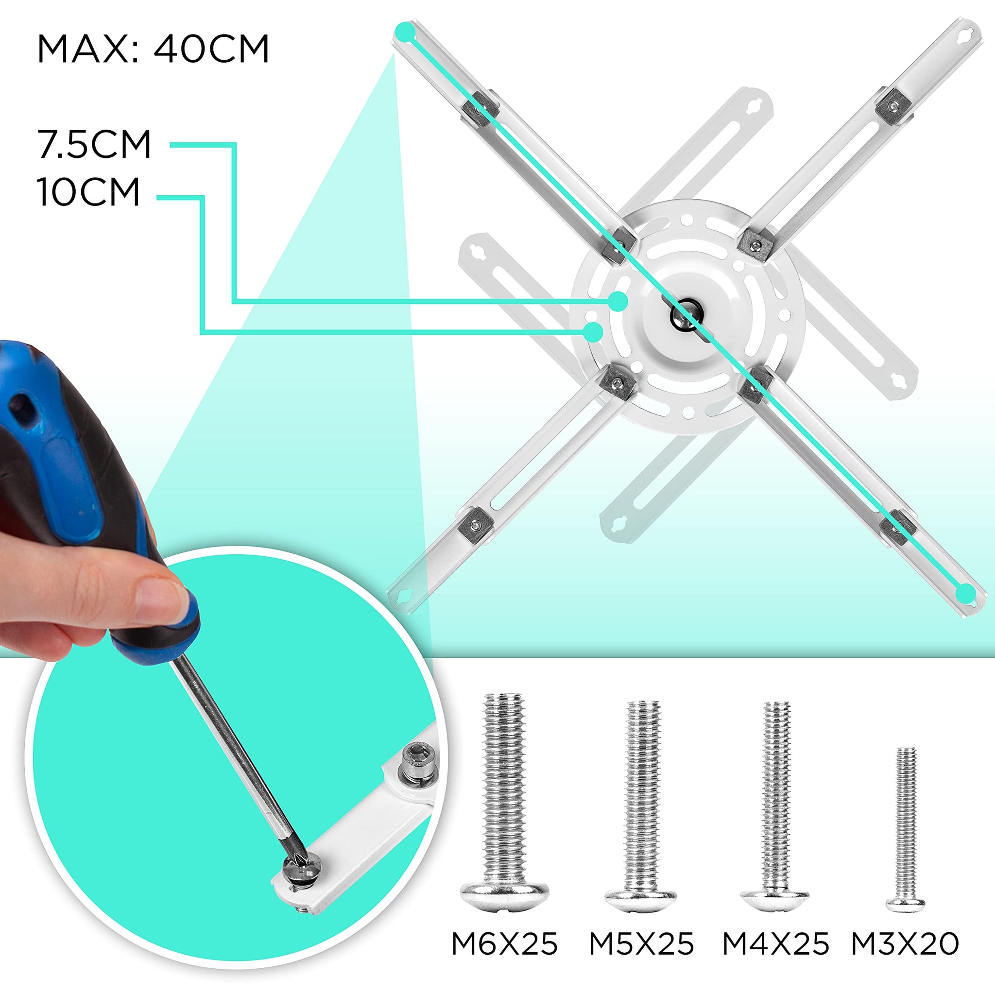Duronic PB05XB Uchwyt projektora sufitowy ścienny | wieszak | ramię do projektora rzutnika | waga do 13,6kg | biały | idealny na konferencję, kino domowe, prezentacje