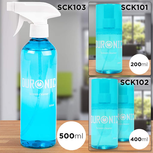 Duronic SCK103 Spray płyn do czyszczenia monitorów 500 ml ściereczka z mikrofibry