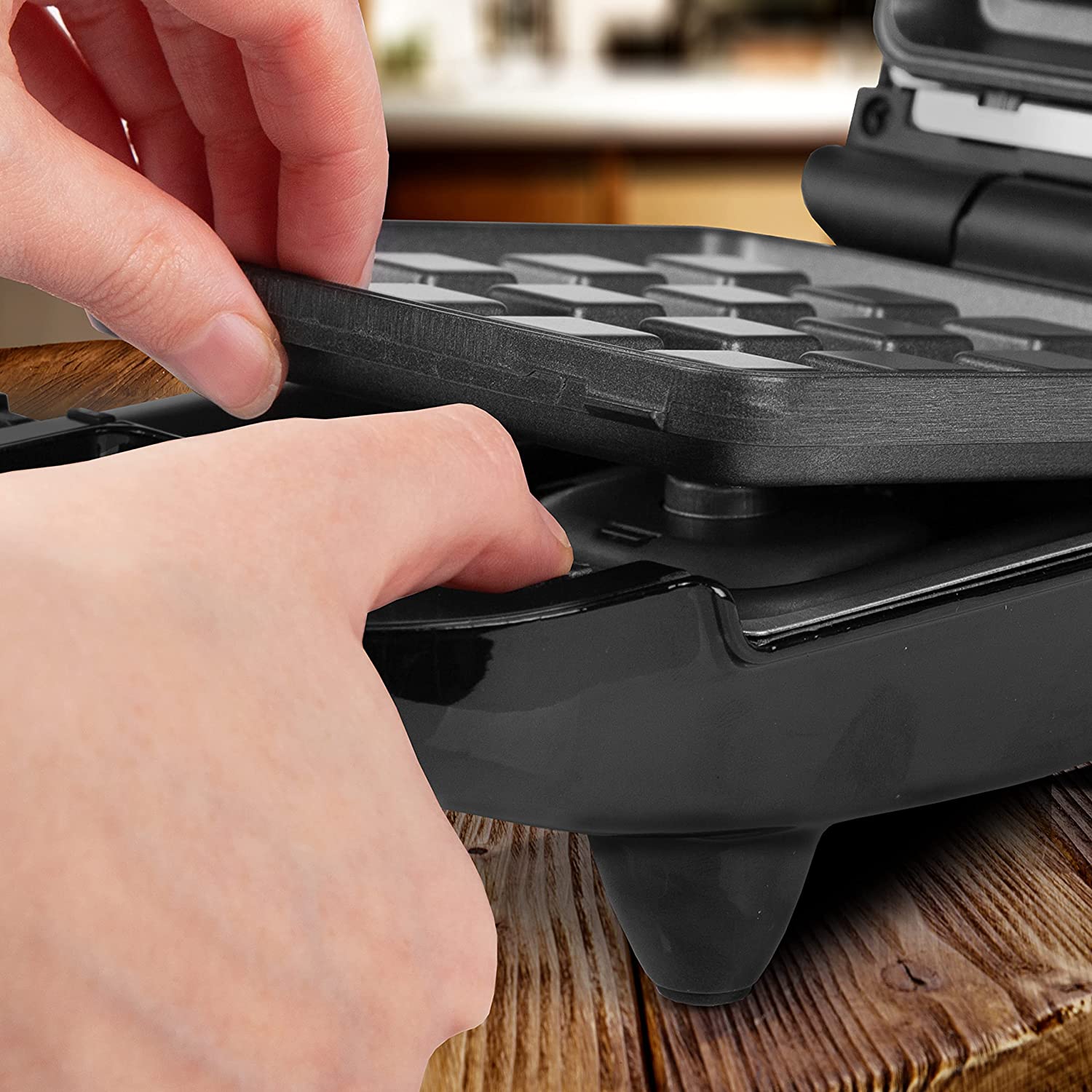 Duronic WM32 Mini gofrownica i grill opiekacz do kanapek 650W wyjmowane talerze | łatwe czyszczenie | domowa wielofunkcyjna gofrownica | duże gofry