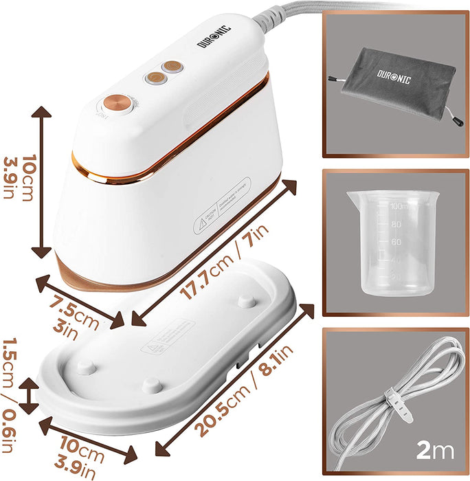 Duronic HS90 WE żelazko parowe 2 w 1 parownica 1200W tradycyjne żelazko + steamer do ubrań, żaroodporna podstawka tylko 1 kg