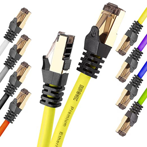 Duronic CAT8 YW 3m Kabel sieciowy Ethernet żółty LAN transmisja 40GB skrętka S/FTP pachcord