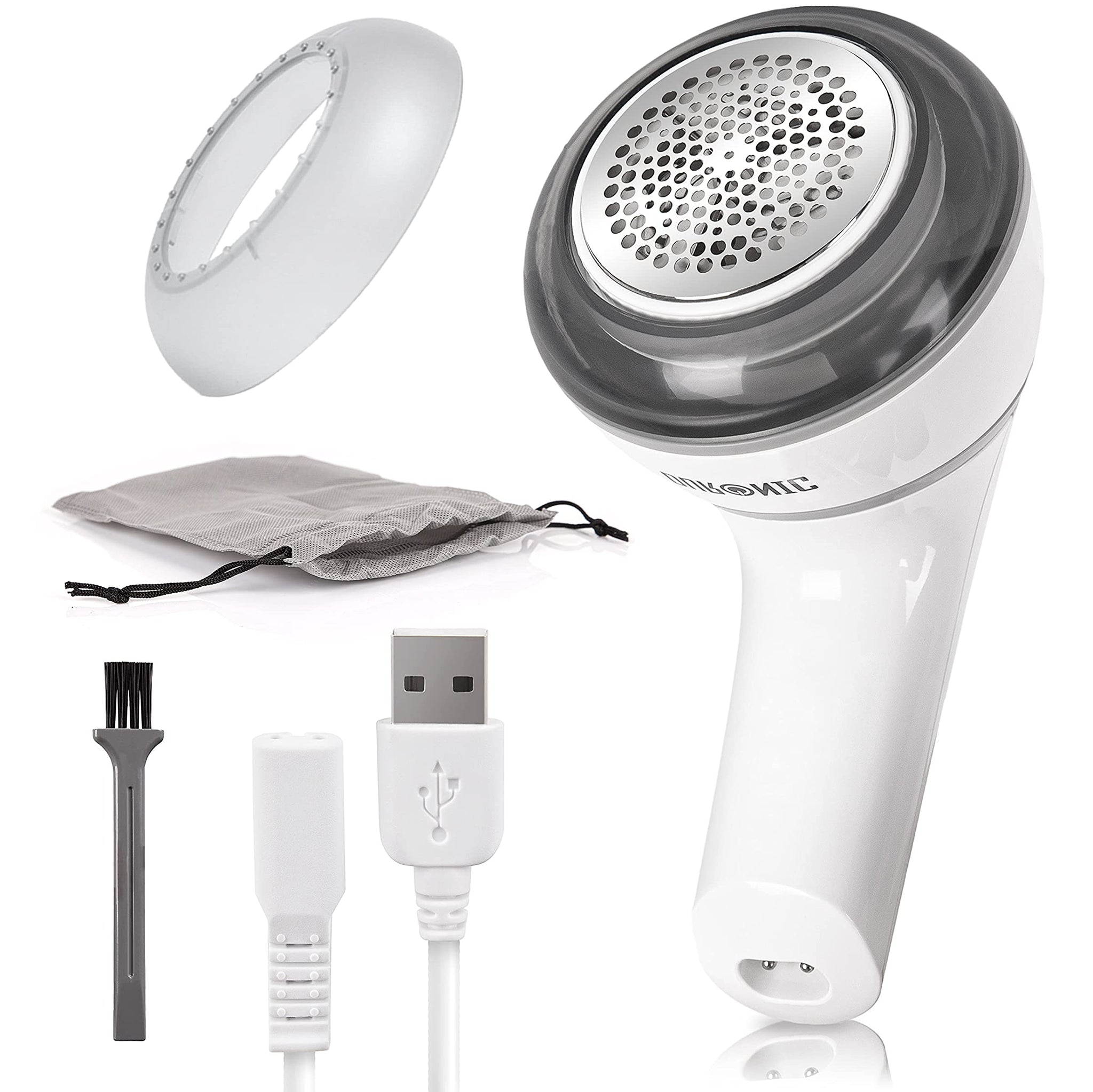 Duronic FS16USB Golarka do ubrań swetrów nakładki | akumulator lub sieć, różne oczka - większa skuteczność, dwie wysokości, obrotowy uchwyt, futerał do przechowywania