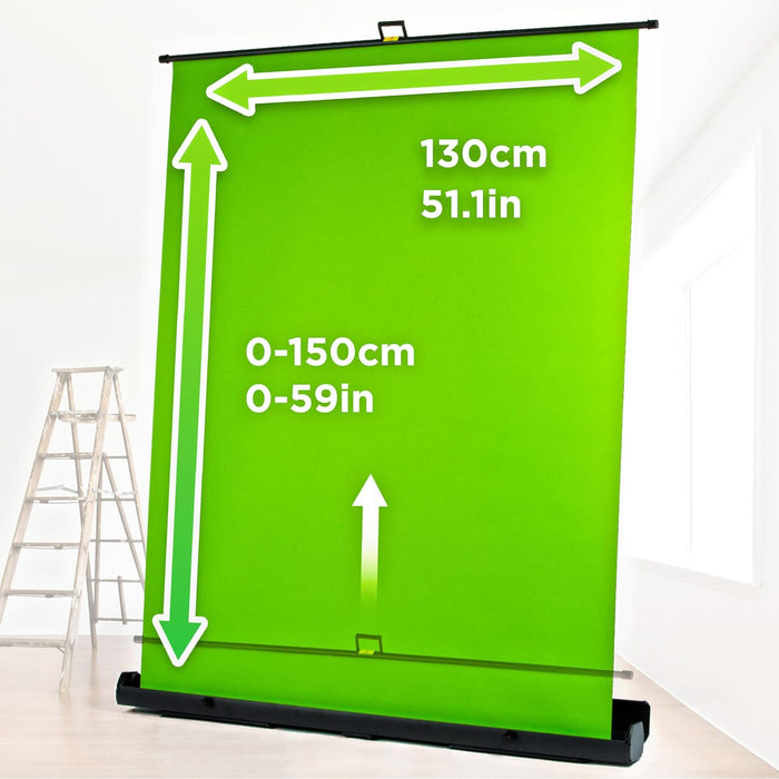 Duronic FPS15 GN Zielone tło green screen ekran projekcyjny przenośny zielony tło do nagrań | mata do projektora 150 x 130 cm | wbudowany statyw | sala konferencyjna | nablatowy ekran