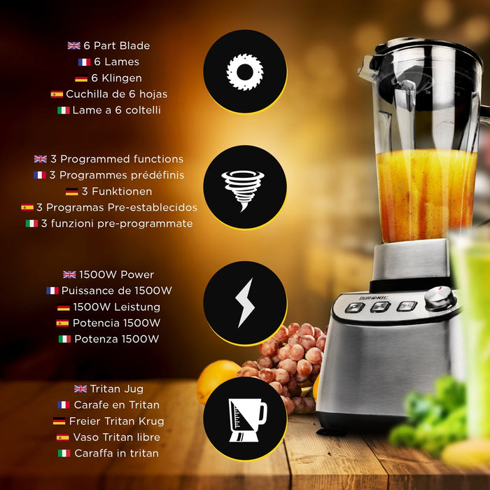 Duronic BL1510 Blender kielichowy bez BPA stojący |  1500 W | kielich z Tritanu, blender do koktajli smoothie