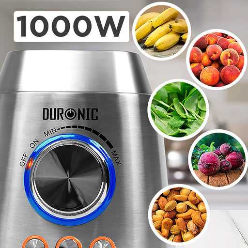 Duronic BL102 Blender kielichowy szklany stojący  | blender stojący | 1000W | blender do koktajli smoothie 1,5L