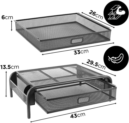 Duronic DM072 Podstawka pod monitor półka szufladą do 10 kg podstawka pod laptop