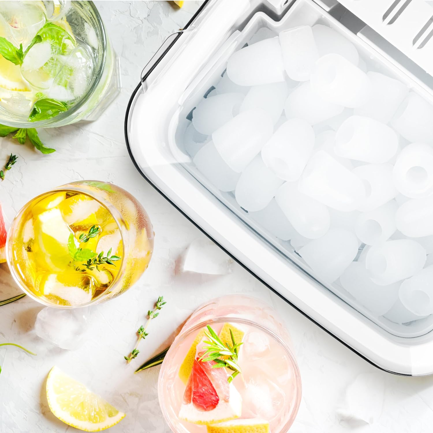 Duronic ICM12 BK Kostkarka do lodu elektryczna 120W | 8 kostek w 6 do 8 minut | Kosz o pojemności 1 litra i szpatułka | Zbiornik 1 litr | Lód do zimnych napojów i koktajli | przezroczysta pokrywka