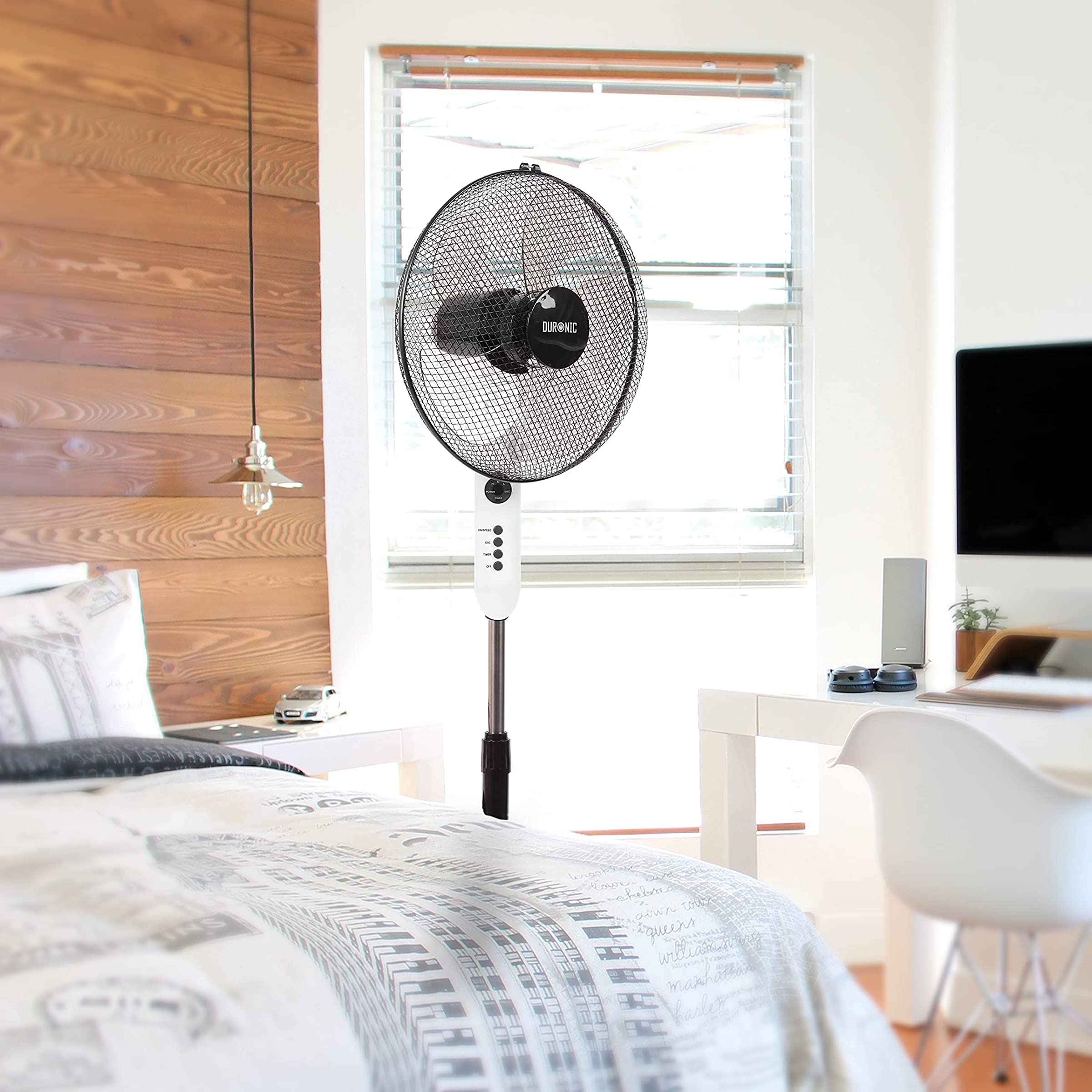 Duronic FN65 Wiatrak stojący wentylator z pilotem, moc 60 W programator pilot oscylacja ok. 90 stopni