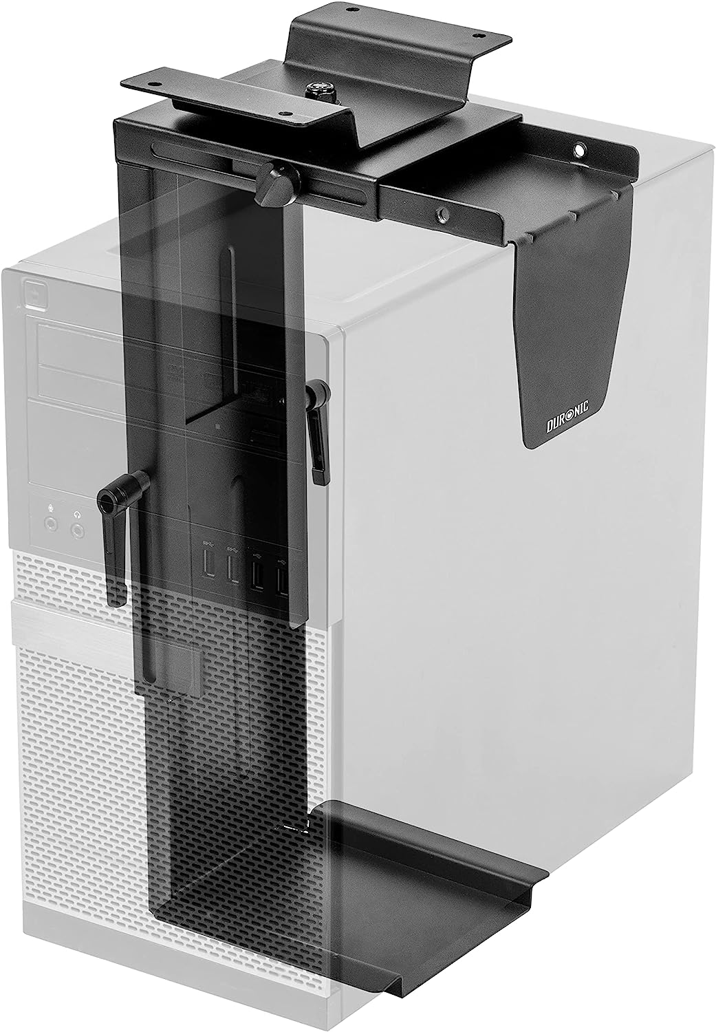 Duronic DMHD1 Szafka komputerowa - Uchwyt do komputera stacjonarnego montowany pod biurko | podwieszany statyw uniwersalny do PC | maks. 10 kg | obrotowy z regulacją wysokości i szerokości