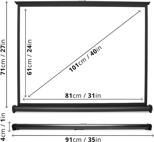 Duronic DPS40 Ekran do projektora przenośny z etui | sala konferencyjna | kino domowe | mata projekcyjna
