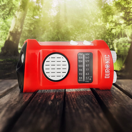 Duronic Ecohand Radio turystyczne z dynamo latarką | z lampką LED | korba ręczna | camping | biwak | latarka dynamo