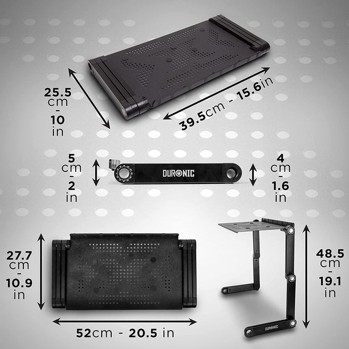 Duronic DML121 Podstawka pod laptopa stolik czarny | podstawka | VESA 75 VESA 100 | wieszak ramię | stojak | regulacja monitora | podstawka do książek | stolik śniadaniowy