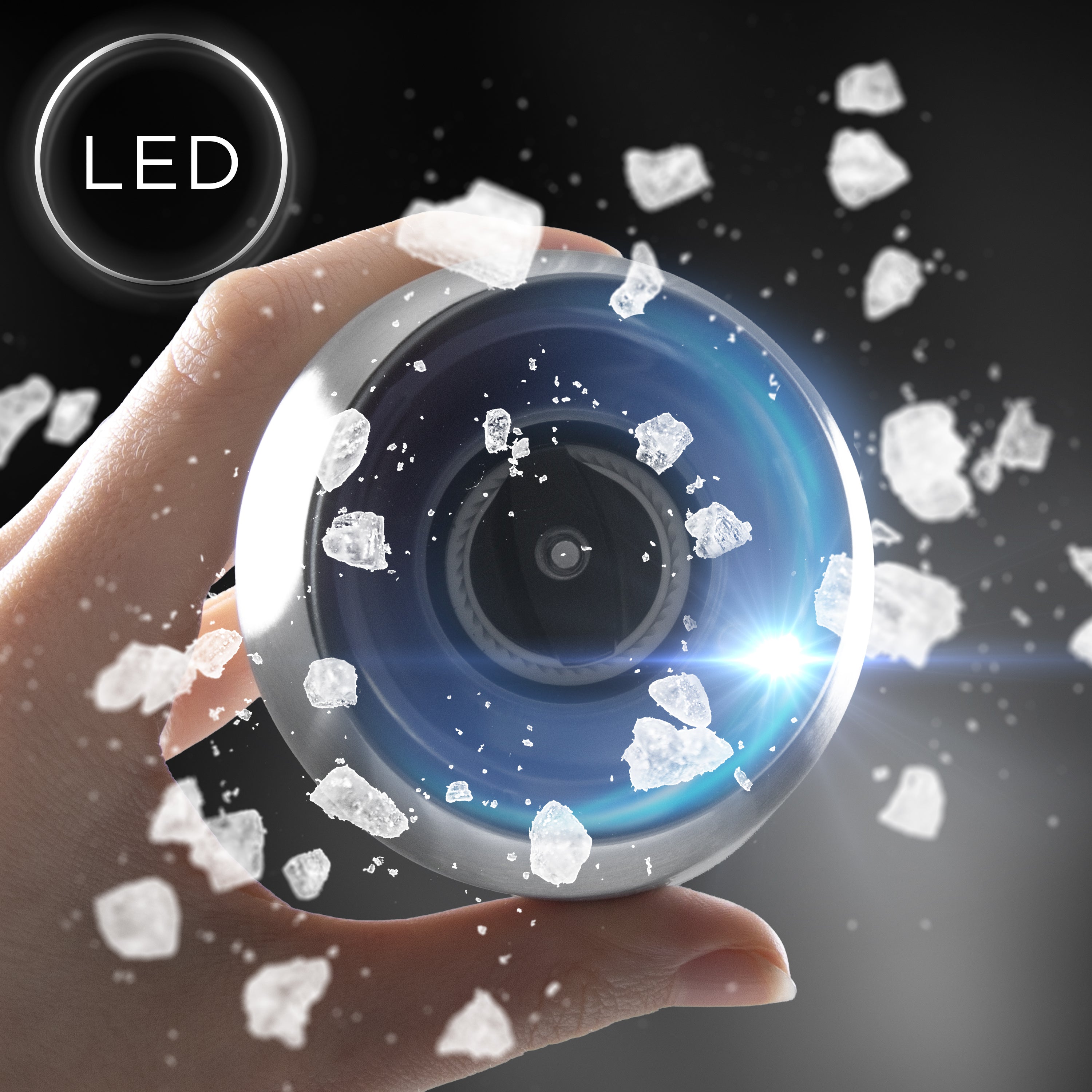 Duronic EMB1 Automatyczny elektryczny młynek do soli i pieprzu 150 ml grawitacyjny młynek do przypraw z LED z regulacją mielenia, zasilanie 4x AAA solniczka pieprzniczka