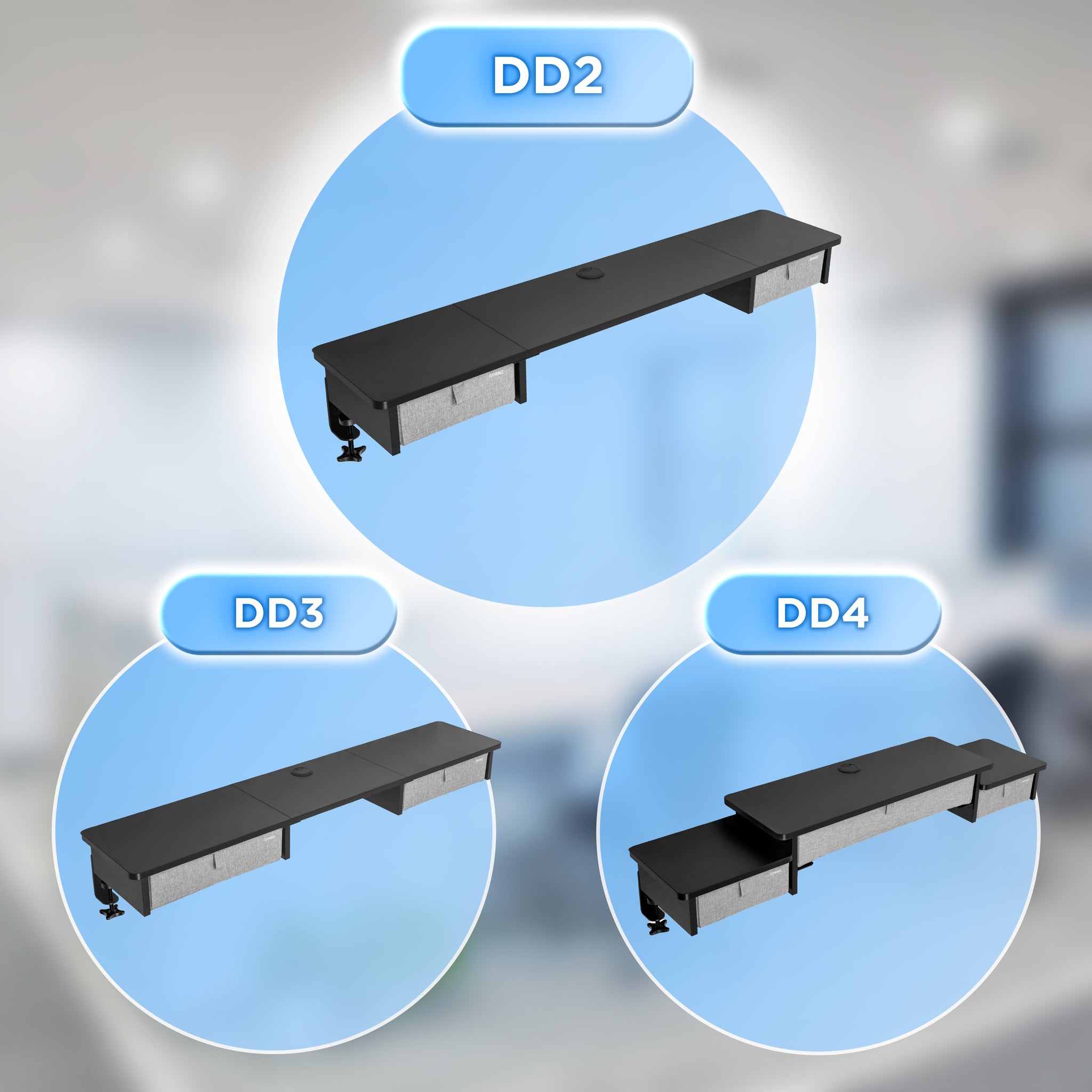 Duronic DD2 BK Nadstawka z szufladami na biurko kolor: czarny 120 x 25 x 11,5 cm | uniwersalna i stabilna | montaż bez wiercenia | organizer do biurka dodatkowe szuflady