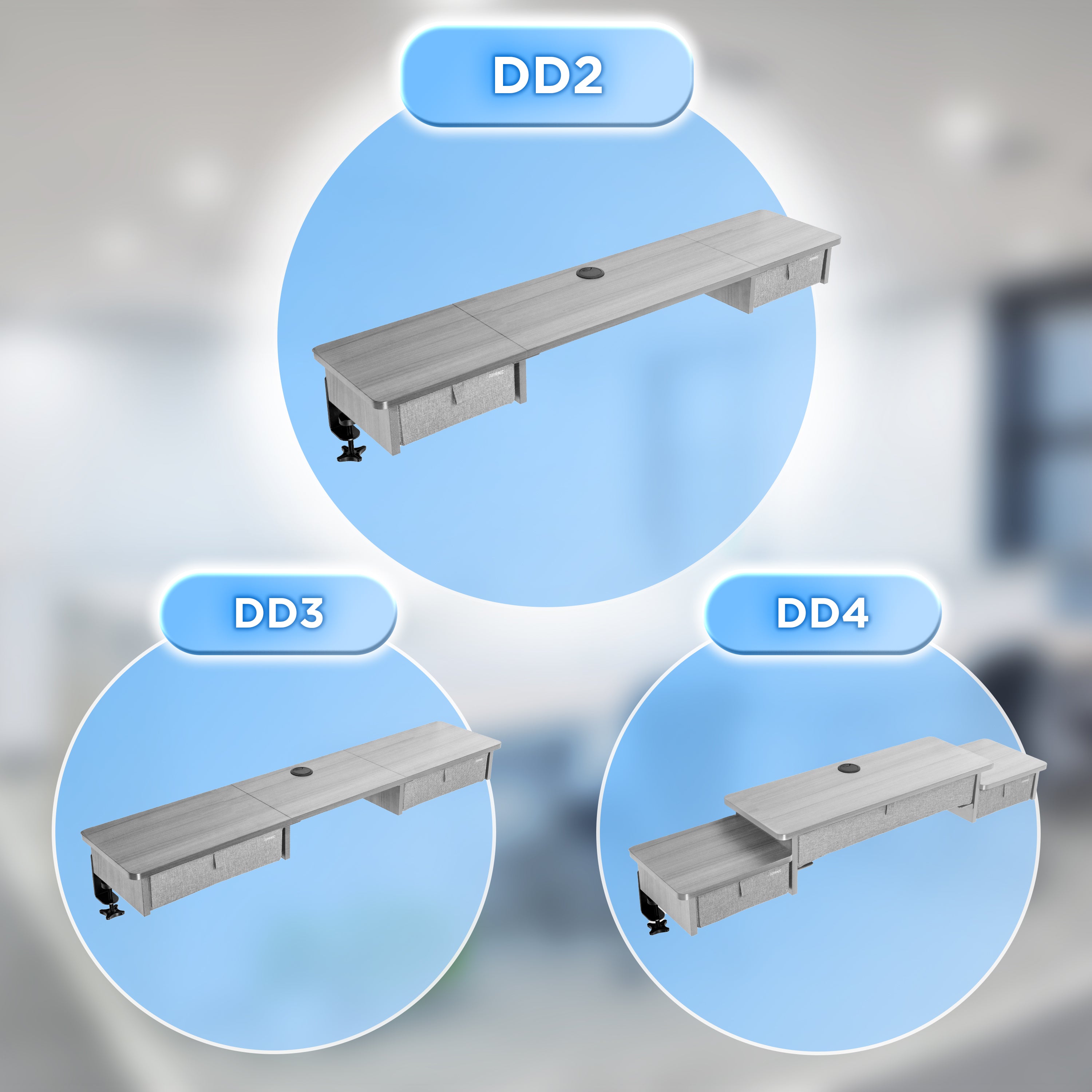 Duronic DD2 GY Nadstawka z szufladami na biurko kolor: szary 120 x 25 x 11,5 cm | uniwersalna i stabilna | montaż bez wiercenia | organizer do biurka dodatkowe szuflady