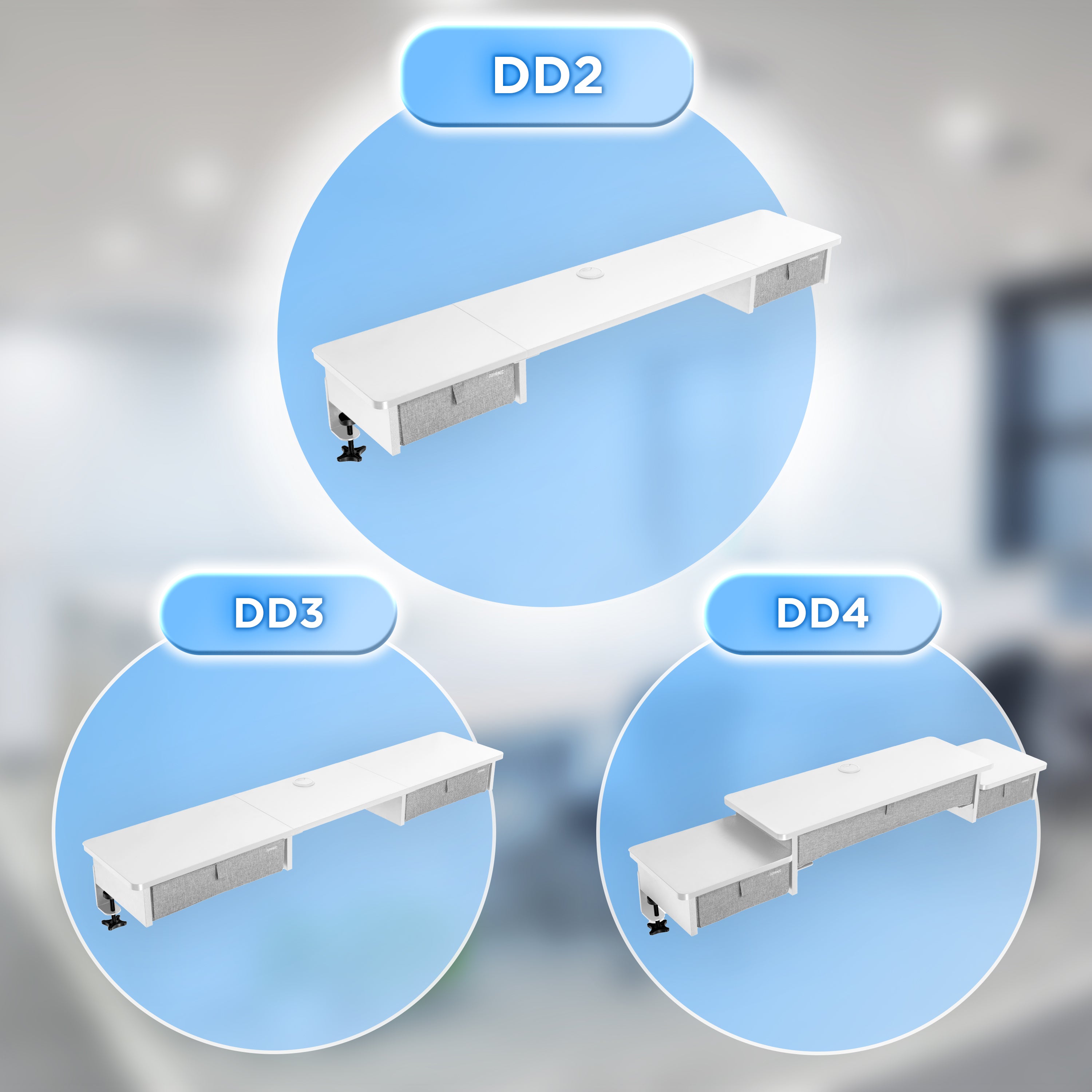 Duronic DD2 WE Nadstawka z szufladami na biurko kolor: biały 120 x 25 x 11,5 cm | uniwersalna montaż bez wiercenia organizer do biurka