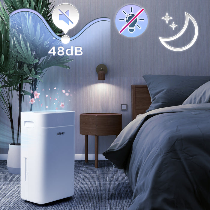 Duronic DH201 Osuszacz powietrza o mocy 440 W, do 20 litrów wody dziennie. Zbiornik na wodę o pojemności 5,1l. Pochłaniacz wilgoci zwalcza nadmierną wilgotność i zapobiega rozwojowi pleśni. Timer