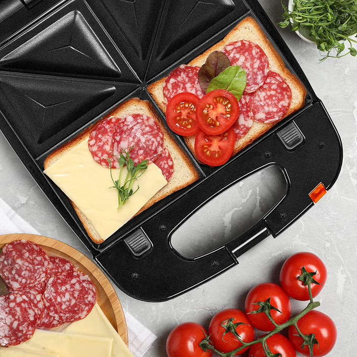 Duronic SM60SP Wyjmowane talerze do gofrownicy grill i opiekacz do kanapek w jednym urządzeniu | łatwe czyszczenie | nieprzywierająca powłoka | 4 tosty na raz | opiekacz do panini…