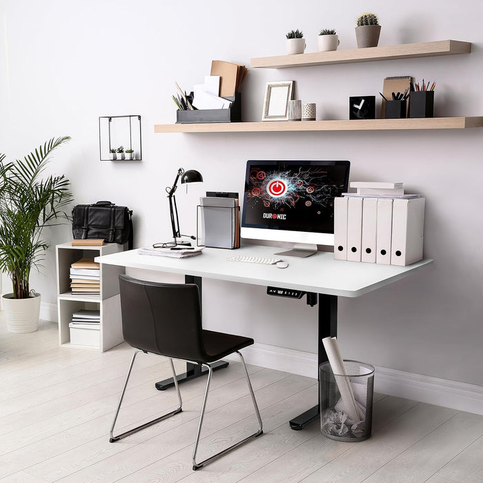 Duronic TT140 WE Blat do biurka z elektryczną regulacją wysokości z MDF 140 x 60 cm Kolor: biały | biurko stój-siedź miksuj i łącz blat i rama | wygodne ergonomiczne biurko prostokątne