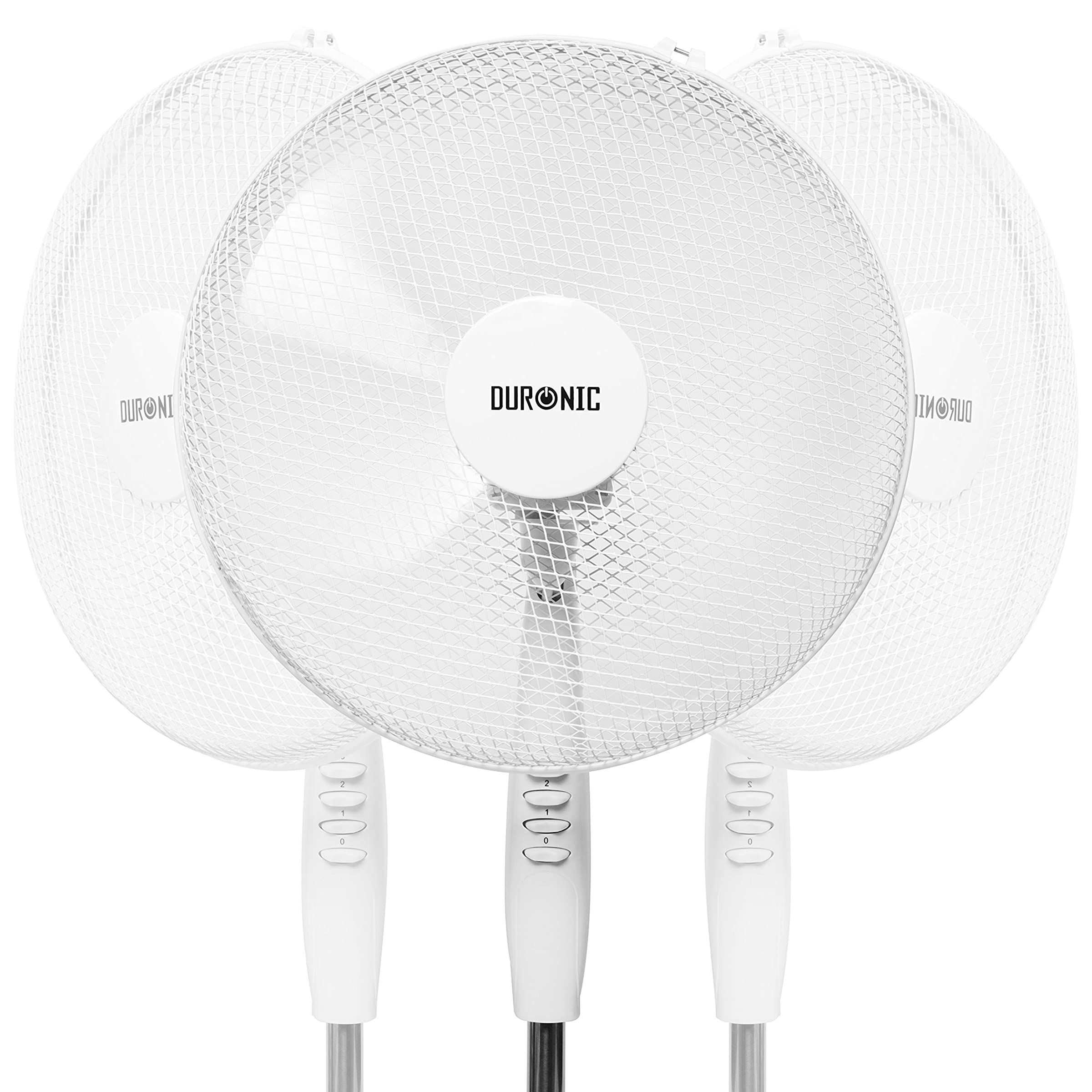 Duronic FN30 Wiatrak podłogowy wentylator stojący | biały | 60W | średnica 45 cm