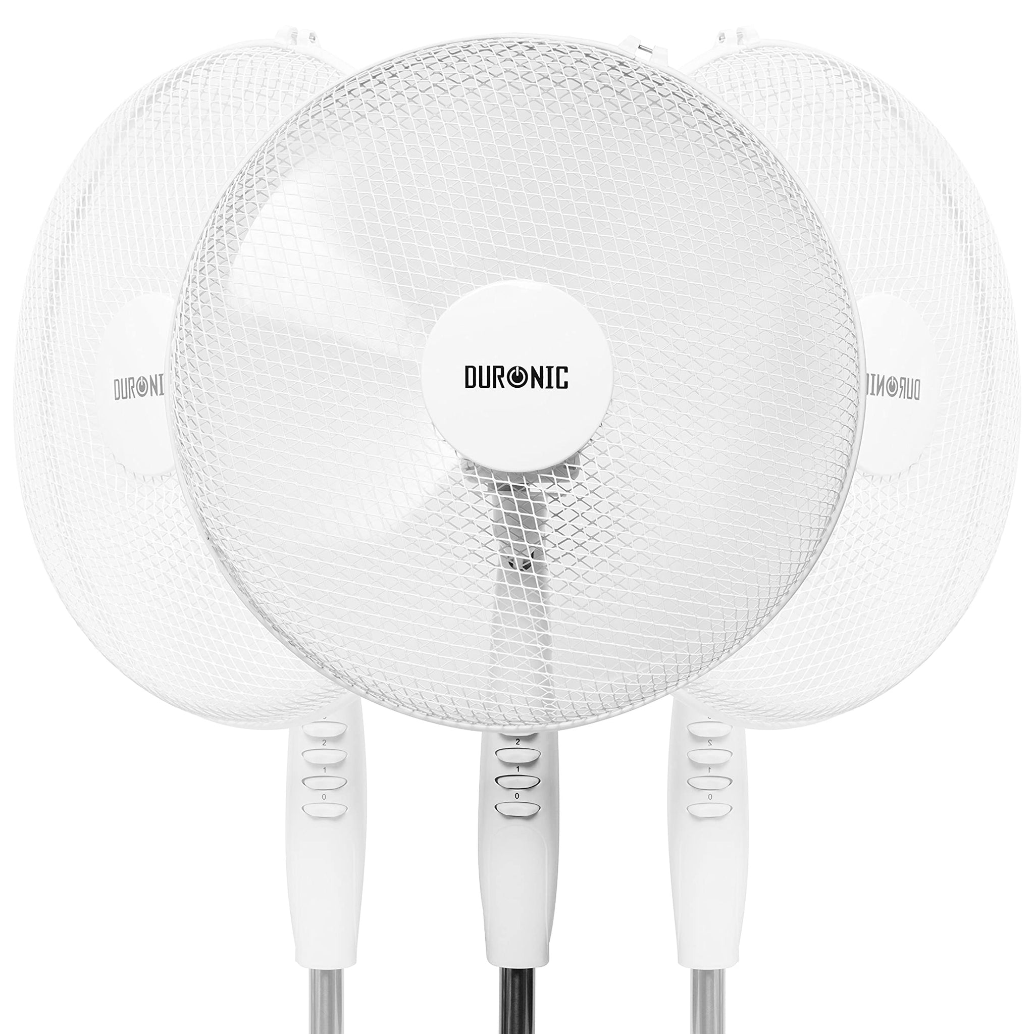 Duronic FN30 Wiatrak podłogowy wentylator stojący | biały | 60W | średnica 45 cm