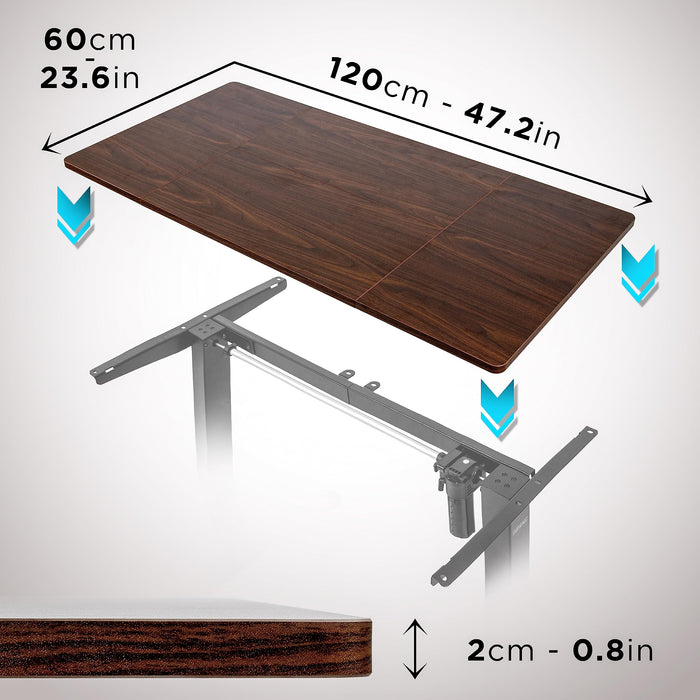 Duronic TT120 WT Blat biurka z elektryczną regulacją wysokości z MDF 120 x 60 cm Kolor: orzech | biurko stój-siedź miksuj i łącz blat i rama | wygodne ergonomiczne biurko prostokątne