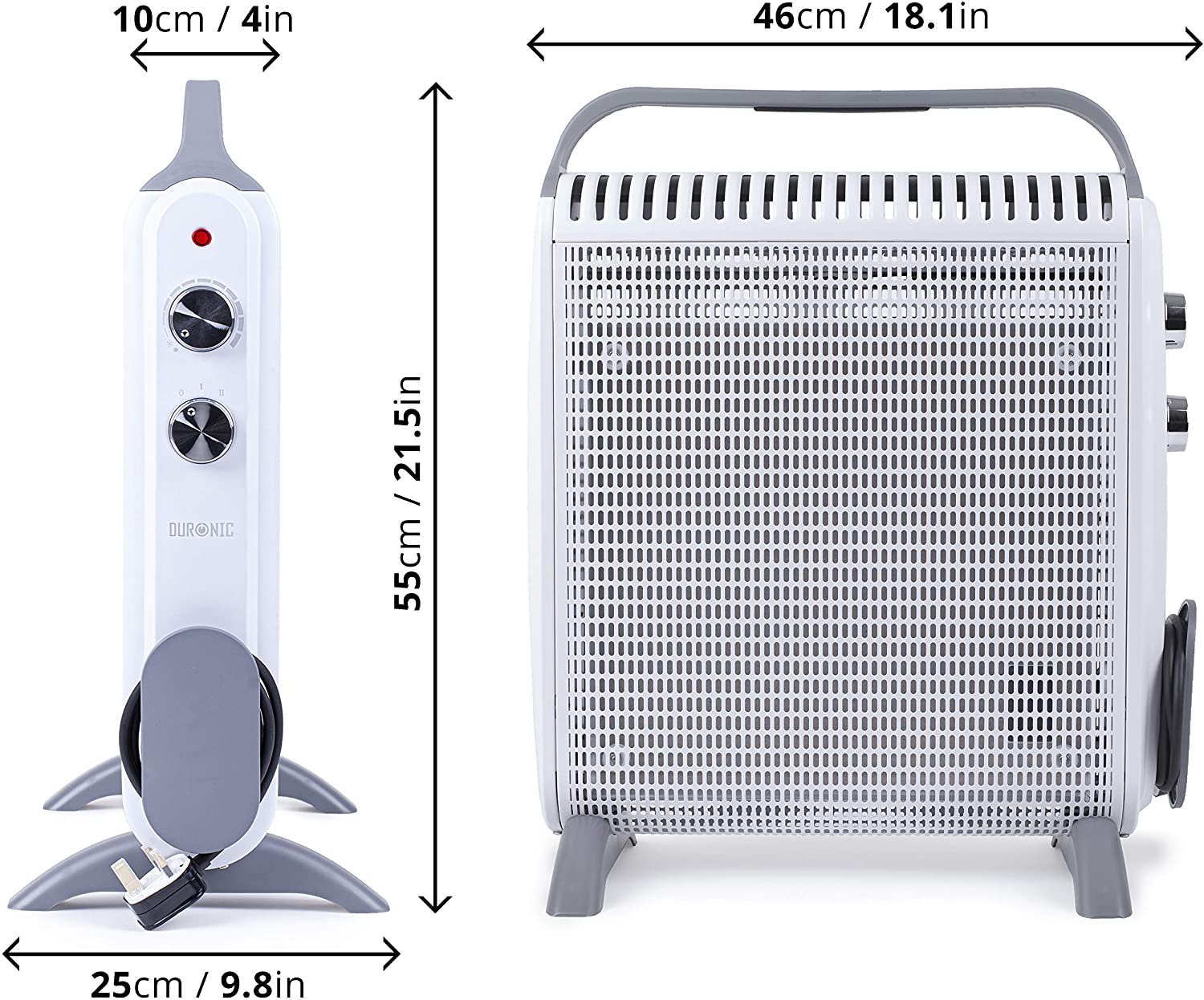 Duronic HV180 Grzejnik elektryczny przenośny 1800W z termostatem w technologi mika bezolejowy 2 programy grzewcze o dużej mocy