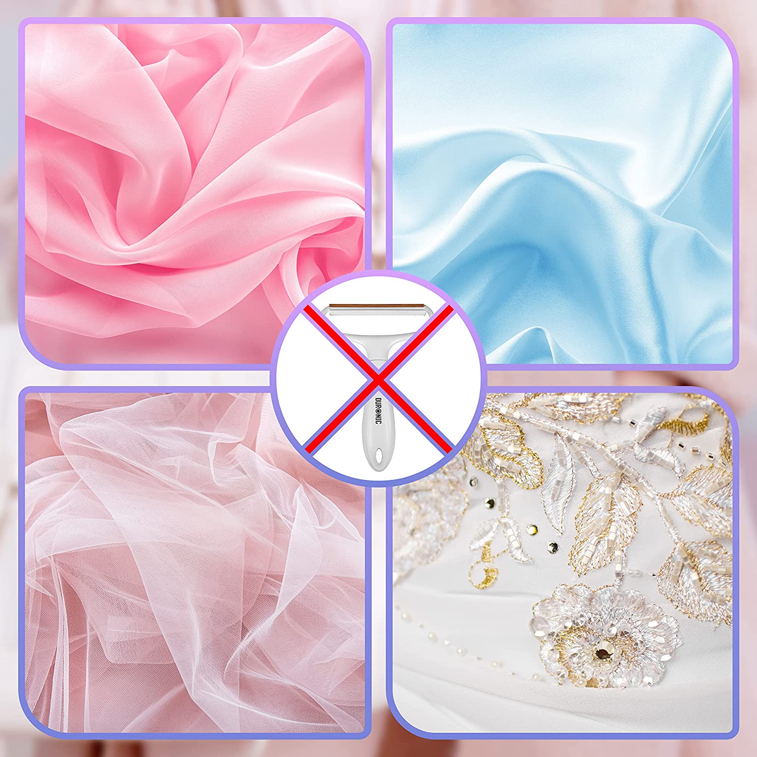 Duronic MFS3 Ręczna golarka do ubrań, tapicerki, zasłon i innych | usuwanie sierści z dywanów, zmechaceń z ubrań | łatwe czyszczenie (3 sztuki) | w pełni przenośna, wielokrotnego użytku, nie wymaga baterii i zasilania