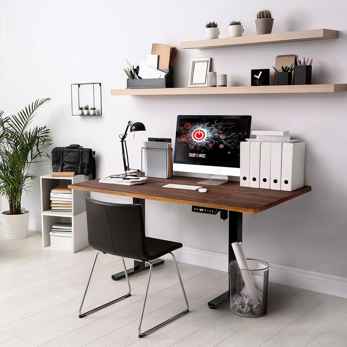 Duronic TT160 WT Blat do biurka z elektryczną regulacją wysokości z MDF 160 x 60 cm Kolor: orzech | biurko stój-siedź miksuj i łącz blat i rama | wygodne ergonomiczne biurko prostokątne