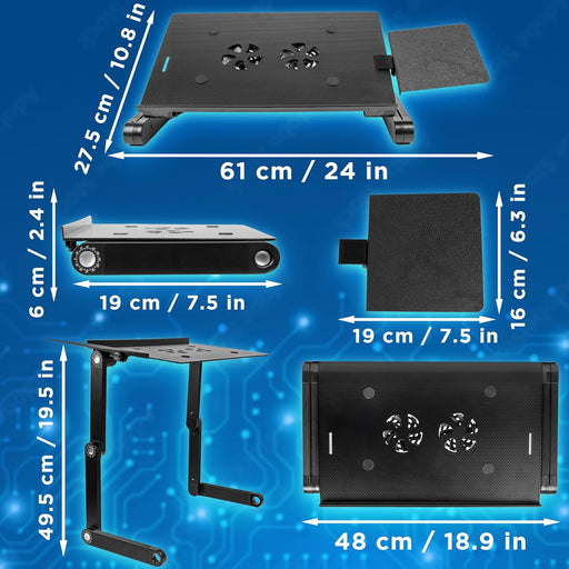 Duronic DML141 Podstawka pod laptopa chłodząca podstawka do laptopa do łóżka wentylator na USB składa z regulacją wysokości pod laptopa i myszkę 17"