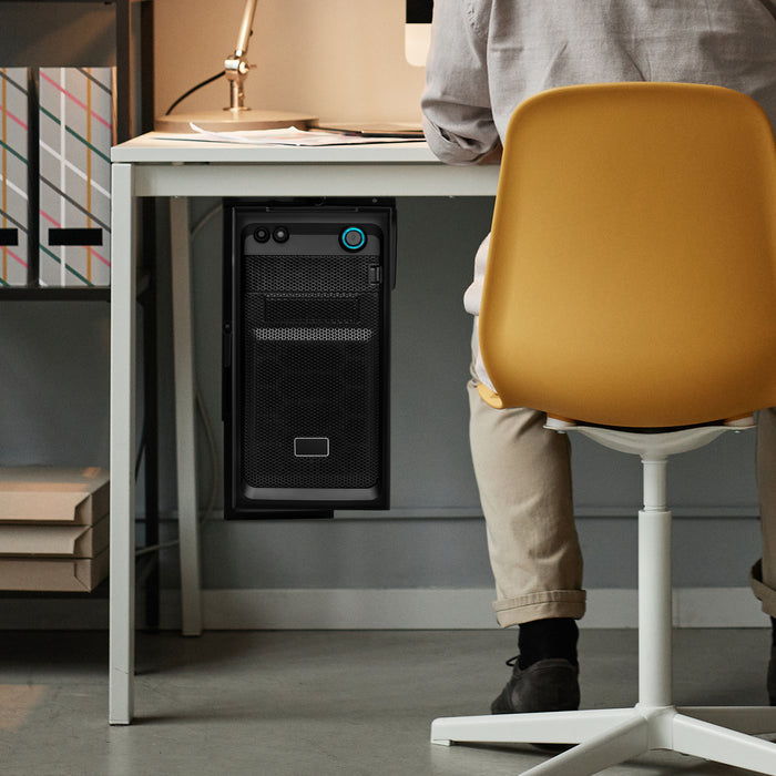 Duronic DMHD1 Szafka komputerowa - Uchwyt do komputera stacjonarnego montowany pod biurko | podwieszany statyw uniwersalny do PC | maks. 10 kg | obrotowy z regulacją wysokości i szerokości