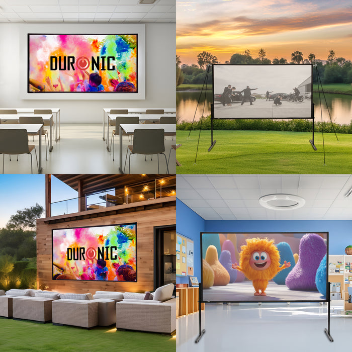 Duronic BD-SFPS80 Ekran projekcyjny zewnętrzny lub wewnętrzny ze statywem i torbą do przenoszenia mobilne zastosowanie montaż ścienny 80 cali