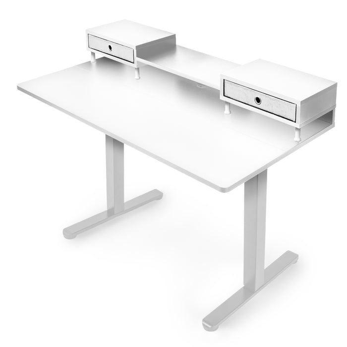 Duronic DD1 WE Blat biurka z nadstawką szufladami kolor: biały | kompatybilny ze stelażami TM51 i TM61 regulacja wysokości | 120 x 60 cm | ergonomiczne biurko do biura sekretariatu