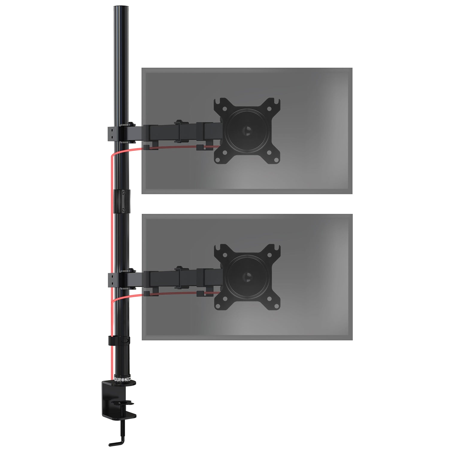Duronic DMT152VX2 Uchwyt na dwa monitory pionowo 2 x 8kg | monitory 13-32 cali | VESA 75 lub 100 | długi słupek 100 cm | do monitorów ultrawide | regulacja kąta +90°/-35°