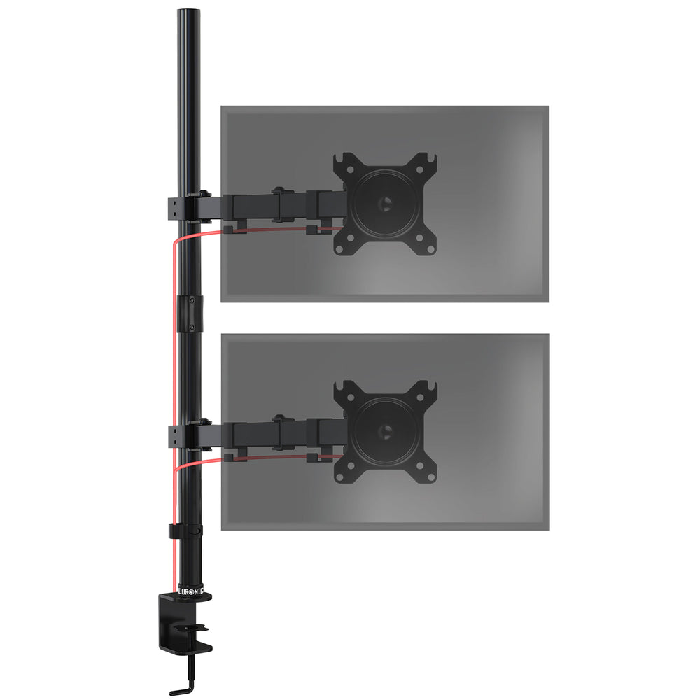Duronic DMT152VX2 Uchwyt na dwa monitory pionowo 2 x 8kg | monitory 13-32 cali | VESA 75 lub 100 | długi słupek 100 cm | do monitorów ultrawide | regulacja kąta +90°/-35°