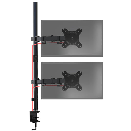 Duronic DMT152VX2 Uchwyt na dwa monitory pionowo 2 x 8kg | monitory 13-32 cali | VESA 75 lub 100 | długi słupek 100 cm | do monitorów ultrawide | regulacja kąta +90°/-35°