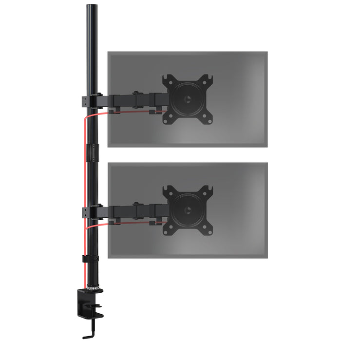 Duronic DMT152VX2 Uchwyt na dwa monitory pionowo 2 x 8kg | monitory 13-32 cali | VESA 75 lub 100 | długi słupek 100 cm | do monitorów ultrawide | regulacja kąta +90°/-35°