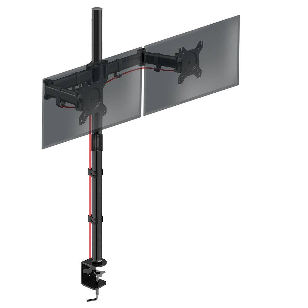 Duronic DMT252 Uchwyt na dwa monitory poziomo 2 x 8kg | monitory 13-27 cali | VESA 75 lub 100 | długi słupek 100 cm | do monitorów ultrawide | regulacja kąta +90°/-35°