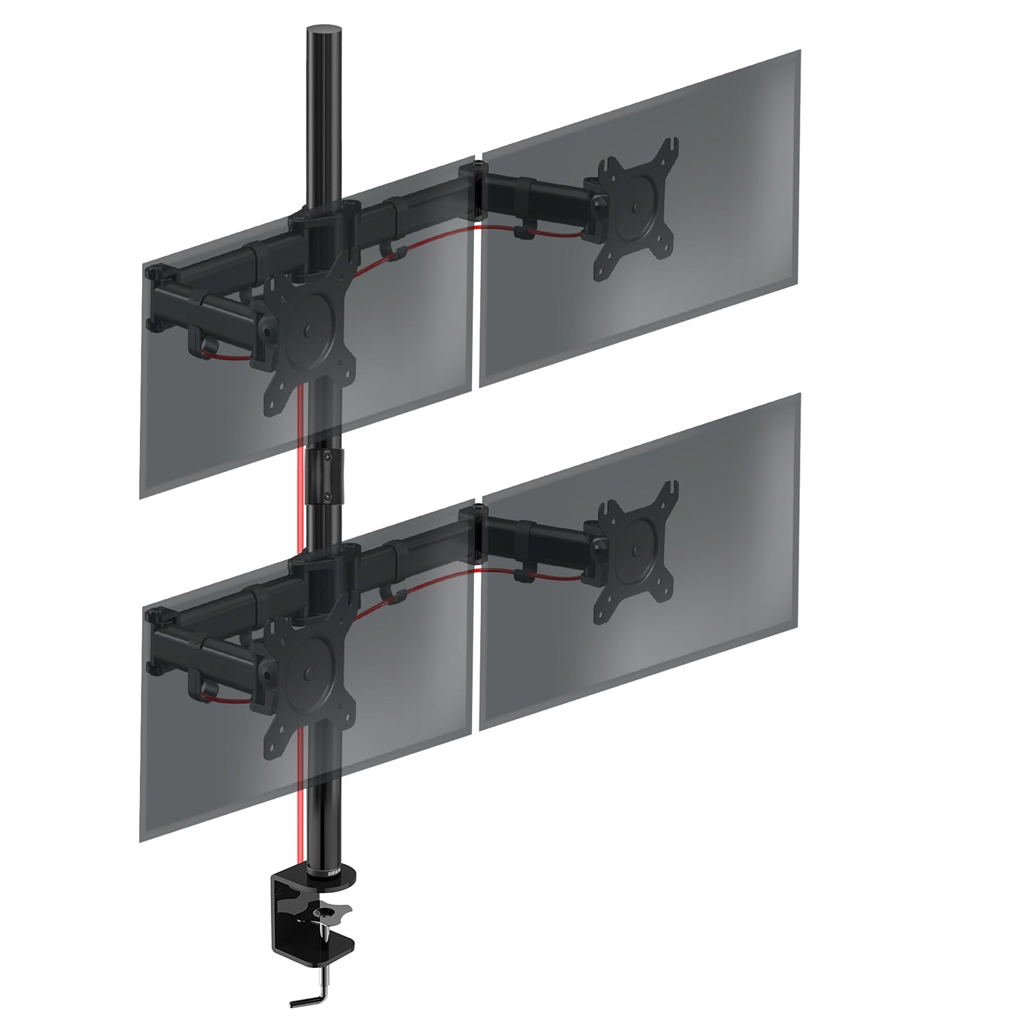 Duronic DMT254 Uchwyt na cztery monitory 4 x 8kg | monitory 13-27 cali | VESA 75 lub 100 | długi słupek 100 cm | do monitorów ultrawide