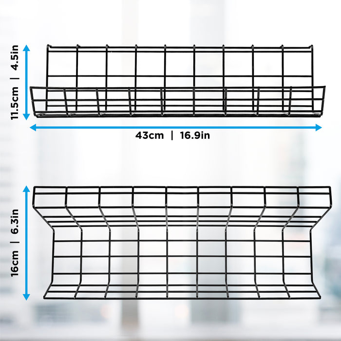 Duronic CMH1 Kanał kablowy podblatowy poziomy do 5 kg | Maskownica na kable pod biurko | uchwyt kablowy czarny | Organizer do kabli pod blat typu koszyk półka na kable