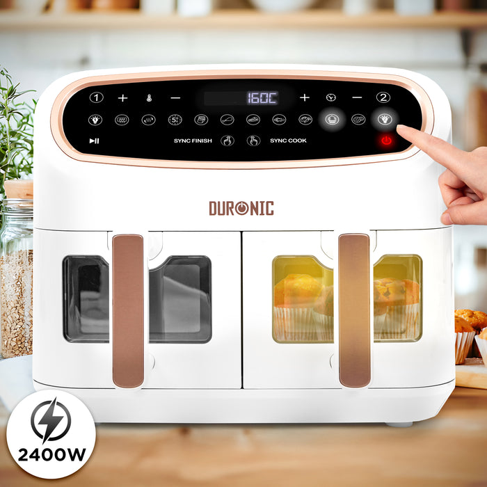 Duronic AF34 WG airfryer frytkownica dotykowy panel kontrolny podświetlenie komory podgląd sterowane oddzielnie moc 2400W