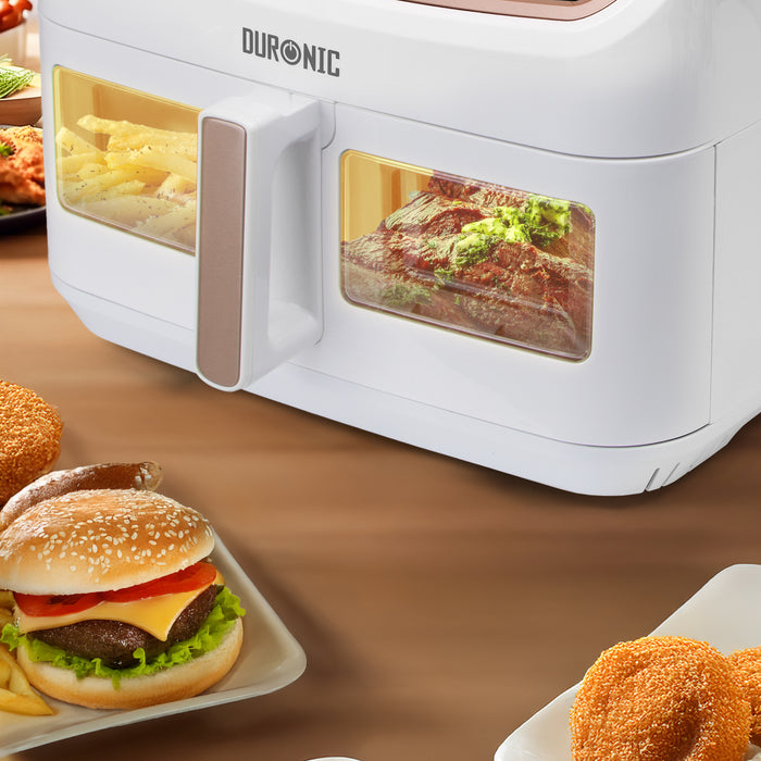 Duronic AFD1 WE duży kosz do airfryera 10l air fryer biały 2 przezroczyste okna podświetlenie