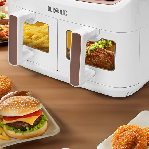 Duronic AFD2 WE Dwie komory po 5 litrów do airfryer airfryera Duronic 2 przezroczyste okna podświetlenie