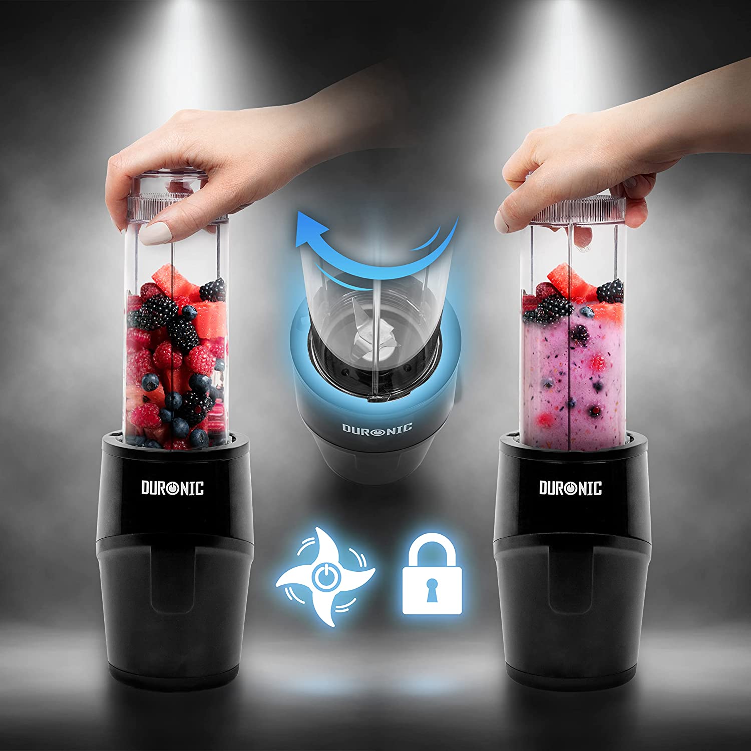 Duronic BL510 Blender personalny kielichowy blokada ostrzy dla bezpiecznego uruchamiania