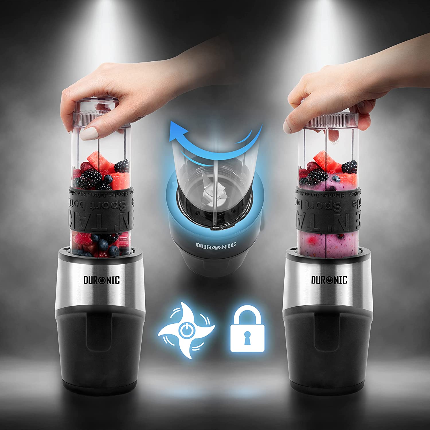 Duronic BL520 Blender personalny kielichowy blokada ostrzy dla bezpiecznego uruchamiania