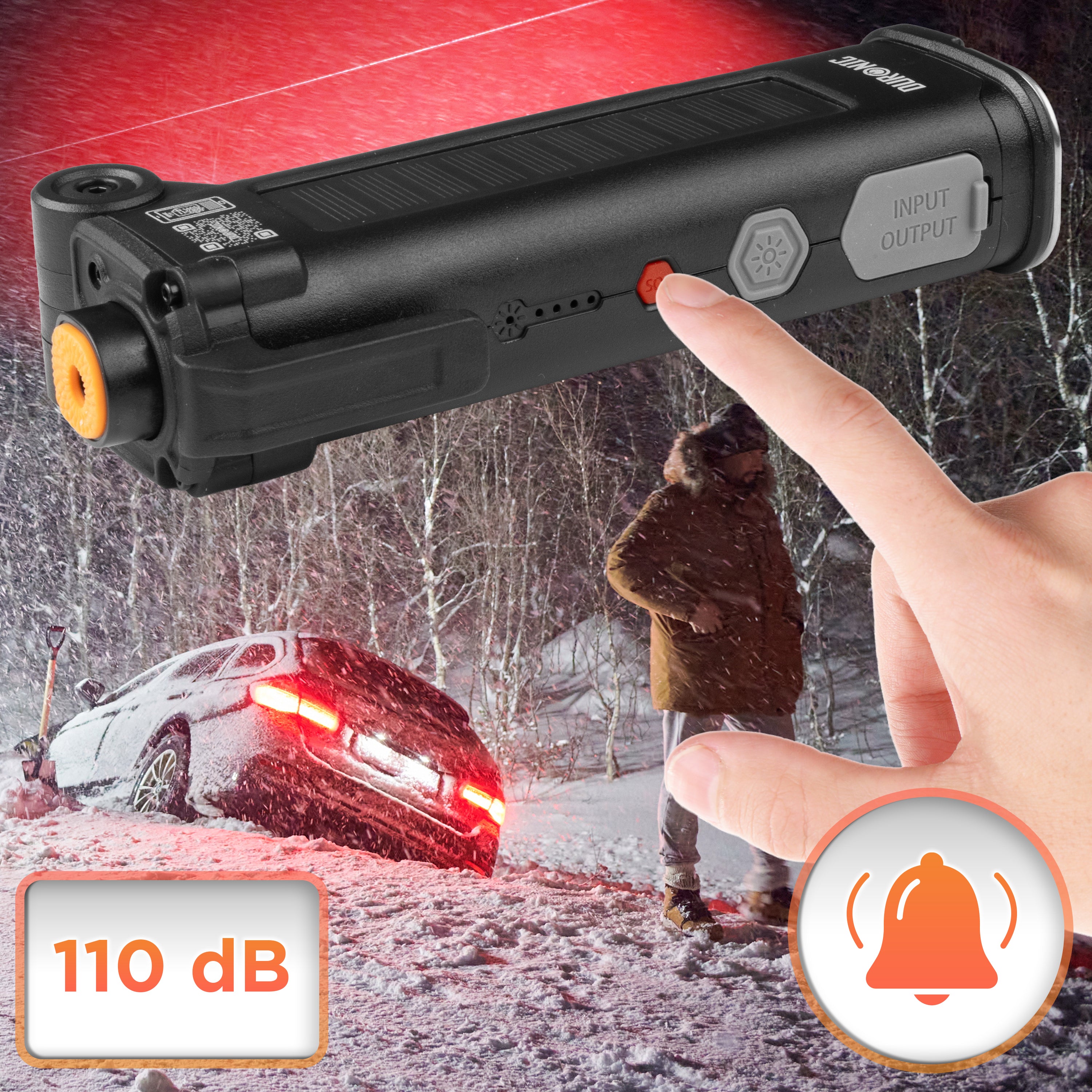 Duronic CT51 Ratownicze narzędzie wielofunkcyjne ewakuacyjne do samochodu sygnał alarmowy SOS 110 dB