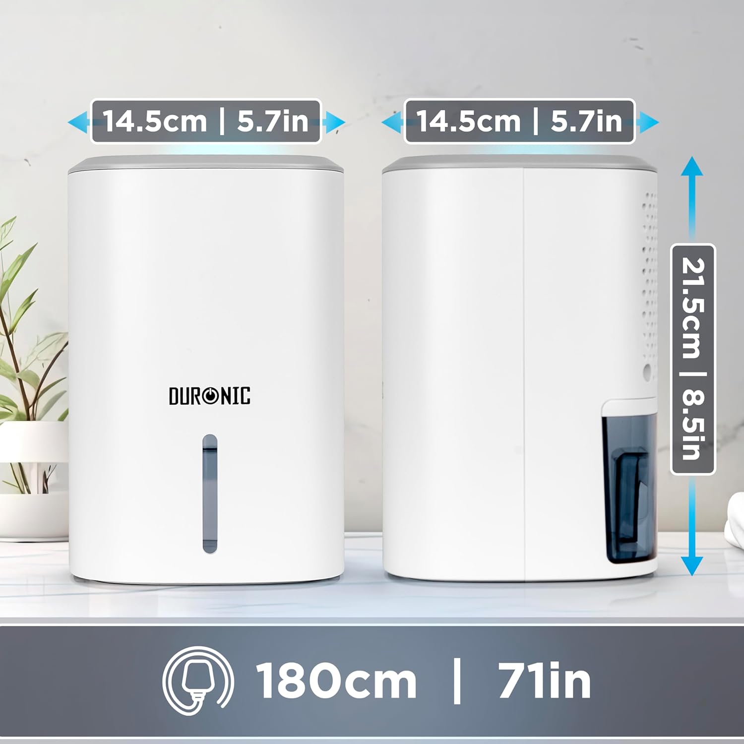 Duronic DH06 WE Osuszacz powietrza kondensacyjny do domu wymiary, długość kabla 180 cm