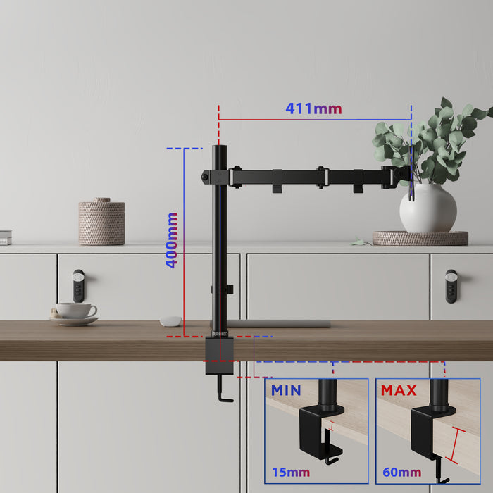 Duronic DM151X3 Uchwyt do monitora wymiary wysokość40 cm, długość ramienia 411mm, klamra 15-60mm