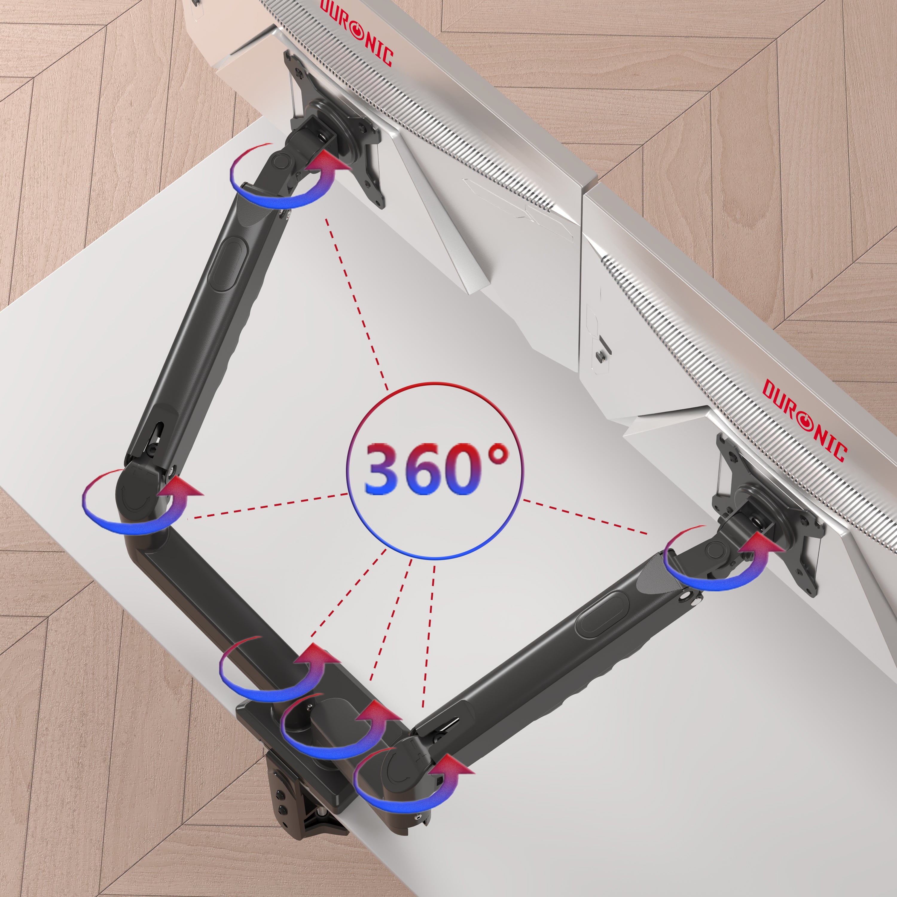 Duronic DM6A2 Uchwyt do dwóch monitorów punkty regulacji 360 stopni